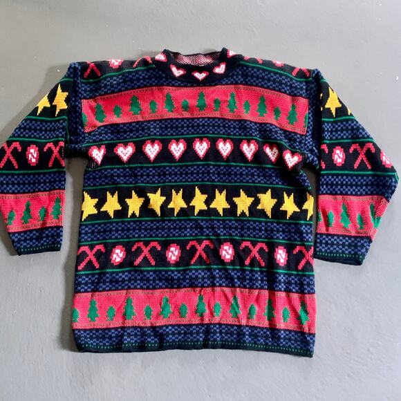 Vintage Ugly Christmas Sweater Medium Mock Neck 90s - Picture 1 of 7